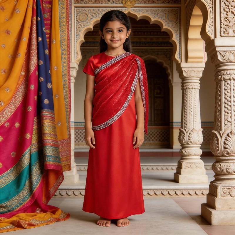 Ethnic Outfit - Vestido Tradicional Indio para Niñas, Vestido
