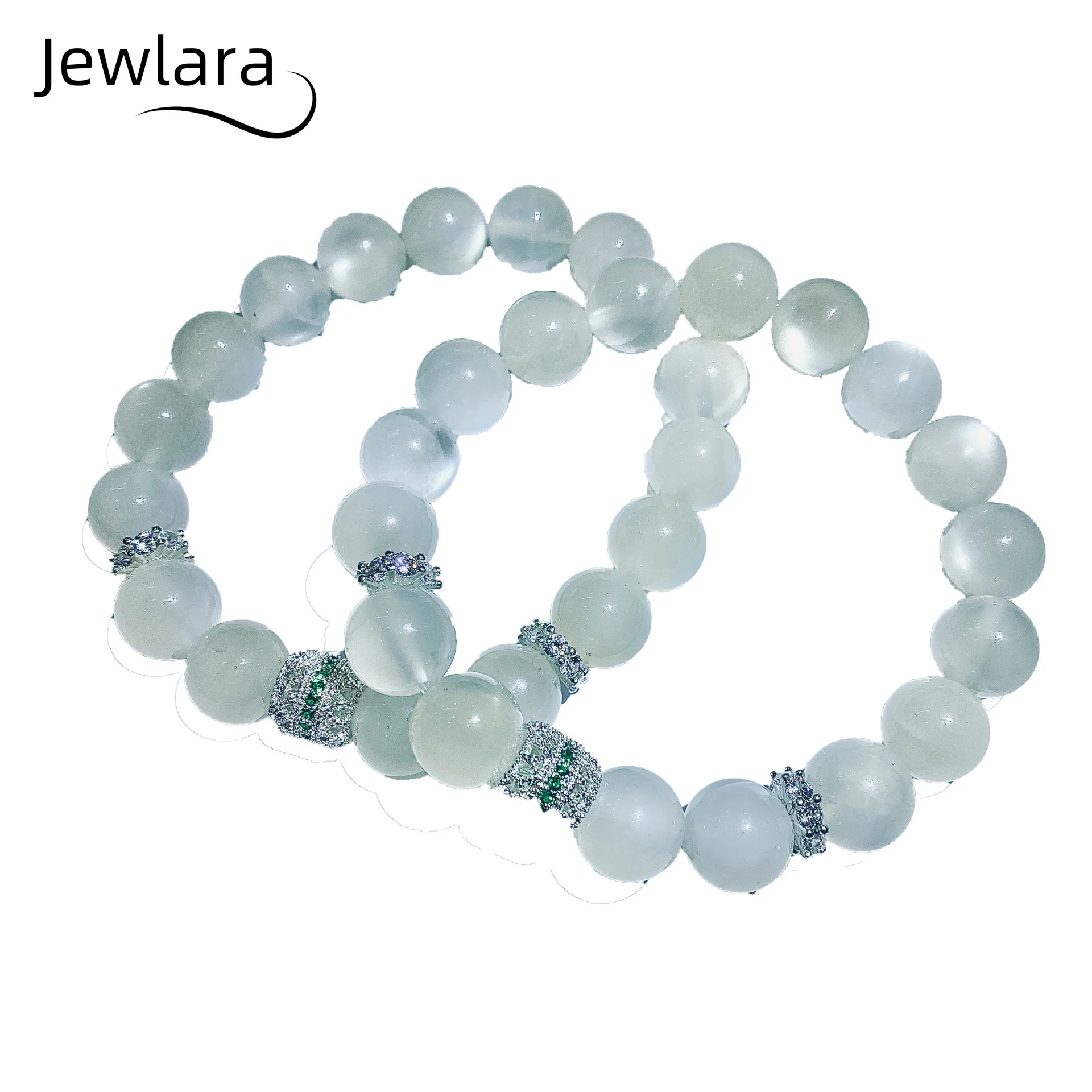 Ethnic Fashion Trend - Pulsera de Piedra Lunar Blanca Natural