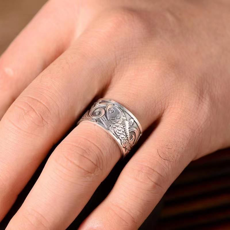 Anillo con diseño de pez Koi p - Ethnic Wear Men'S Fashion reseña y precio